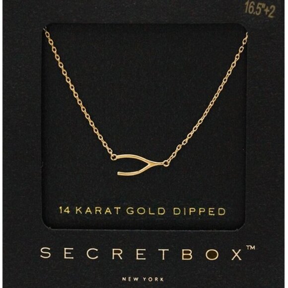 14K GOLD WISHBONE NECKLACE - Picture 1 of 1